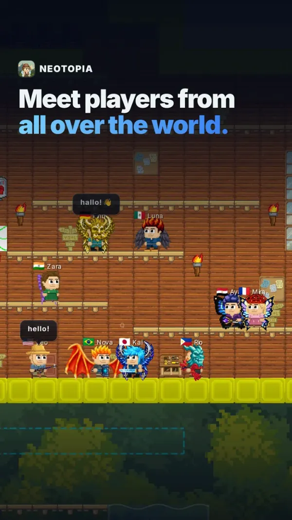 Meet players from all over the world: Neotopia gameplay